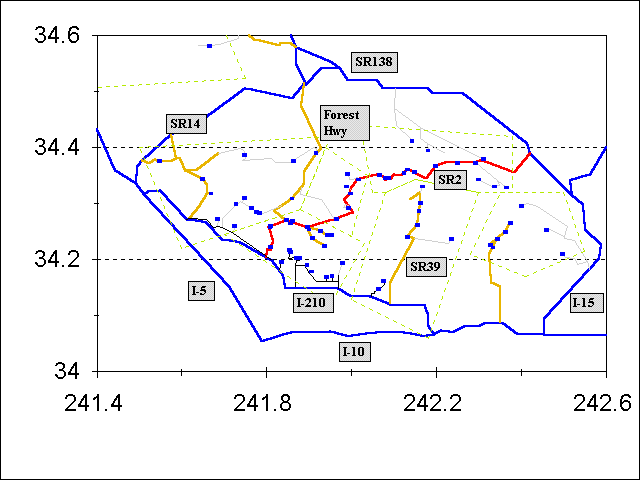 map showing definition of hiking regions of ANF without full nw section