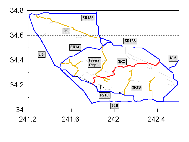 map showing just roads in ANF with labels